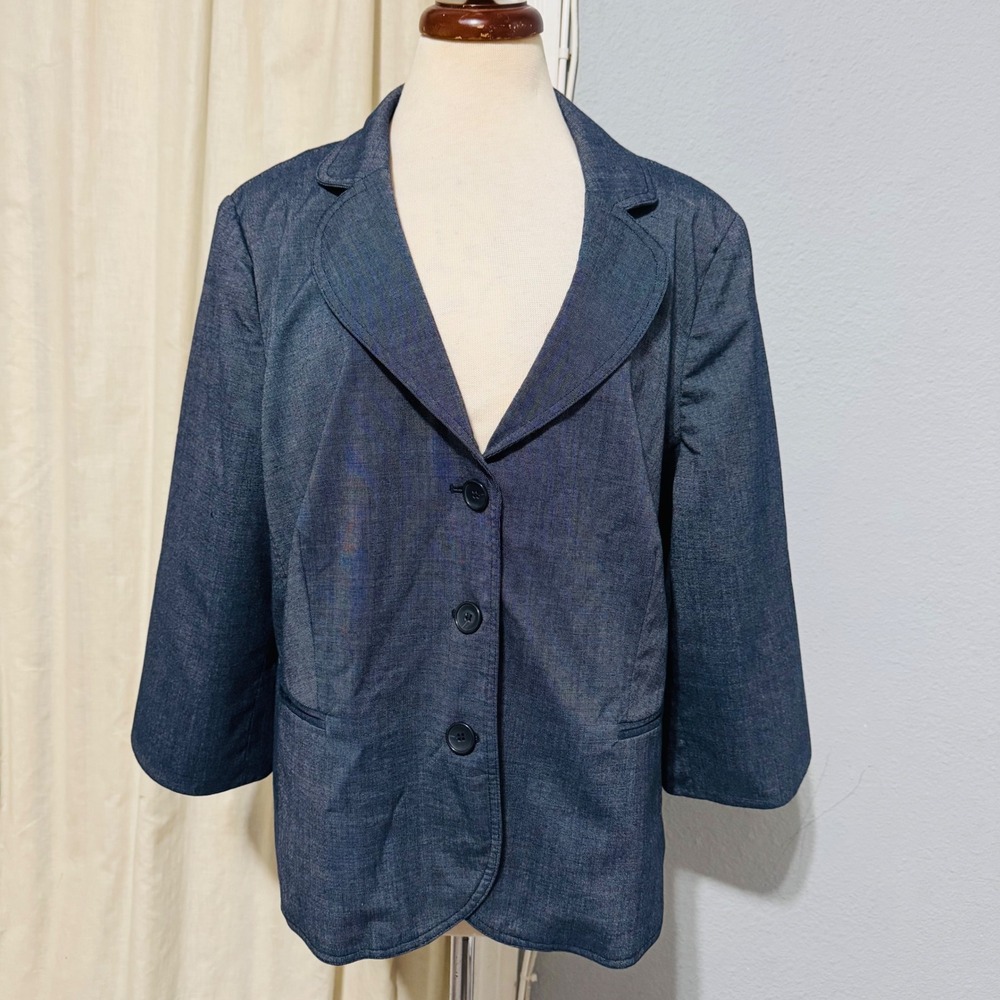 Fashion Bug‎ Women's Blazer Size 22 Gray 3 Button 3/4 Sleeve Structured Jacket